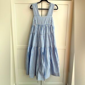 Anthropologie Blue and White Tiered Halter Sundress